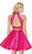 Two Piece Strappy Back Halter Cocktail Dress in Pink