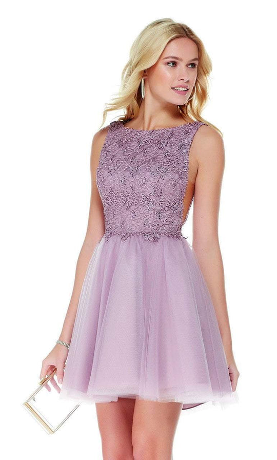 Sleeveless Lace and Tulle Cocktail Dress in Neutral and Pink
