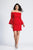Dave & Johnny - 3809 Off-Shoulder Long Sleeves Cocktail Dress In Red