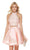Beaded Lace High Halter Two-Piece Dress in Pink