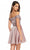 Alyce Paris - 3830 Embroidered Off-Shoulder Chiffon A-Line Dress In Pink and Neutral