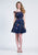 Dave & Johnny - 3835W Embroidered Illusion Off Shoulder Cocktail Dress In Blue and Print