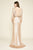 Tadashi Shoji - Bishop Sleeves Sheer Back Sequined Long Gown In Gold