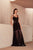 Tadashi Shoji - Illusion Lace Banded Bustier Long Gown In Black and Neutral