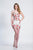 Dave & Johnny - 3853 Floral Plunging Sweetheart Cocktail Dress In White and Multi-Color