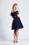Dave & Johnny - 3865 Scalloped Off-Shoulder A-Line Cocktail Dress In Blue