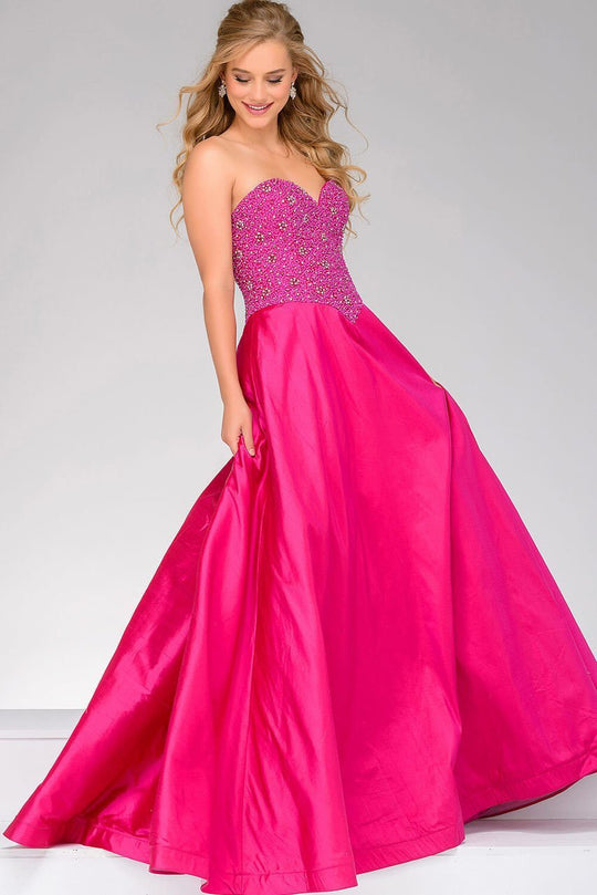 38678 Strapless Embellished Bodice Ballgown