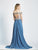 Dave & Johnny - 3873W Bead Embroidered A-Line Evening Gown In Gray and Blue
