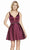 Alyce Paris - 3877 Illusion Plunging Neckline Silk Satin Short Dress In Red