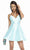 Alyce Paris - 3879 V Neck Cutout Bandeau Back Mikado Cocktail Dress In Blue