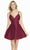 Alyce Paris - 3879 V Neck Cutout Bandeau Back Mikado Cocktail Dress In Red