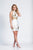 Dave & Johnny - 3880 High Halter Crisscross Waist Cocktail Dress In White and Gold
