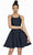 Alyce Paris - 3880 Lace Up Cutout Back Mikado A Line Cocktail Dress In Blue