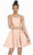 Alyce Paris - 3880 Lace Up Cutout Back Mikado A Line Cocktail Dress In Pink