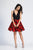 Dave & Johnny - 3882 Strappy Plunging V-Neck Cocktail Dress In Black and Red