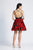 Dave & Johnny - 3882 Strappy Plunging V-Neck Cocktail Dress In Black and Red