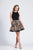 Dave & Johnny - 3884 Metallic A-Line Cocktail Dress with Back Keyhole In Black and Gold