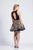 Dave & Johnny - 3884 Metallic A-Line Cocktail Dress with Back Keyhole In Black and Gold