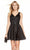 Alyce Paris - 3884 Satin V-Neck A-Line Short Dress In Black