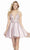 Alyce Paris - 3886 Floral Plunging Illusion Neck A-Line Cocktail Dress In Pink and Floral