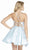 Alyce Paris - 3887 Halter Lace Up Back Mikado Short A-Line Dress In Blue