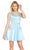 Alyce Paris - 3888 Satin V-Neck Embroidered A-Line Dress In Blue