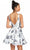 Alyce Paris - 3890 Bateau Jacquard A-Line Dress In Silver and Blue