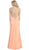 Eureka Fashion - Cap Sleeve Crystal Adorned Illusion Satin Evening Gown