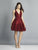 Dave & Johnny - 3909 Lace Appliqued Plunging V-Neck Dress In Red