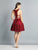 Dave & Johnny - 3909 Lace Appliqued Plunging V-Neck Dress In Red