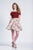 Dave & Johnny - 3928 Two Piece Off-Shoulder A-Line Cocktail Dress In Red and Print