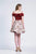 Dave & Johnny - 3928 Two Piece Off-Shoulder A-Line Cocktail Dress In Red and Print