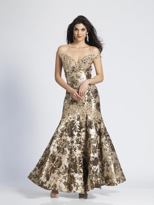 Dave & Johnny - 3931 Printed Off-Shoulder Dress With Strappy Back In Print