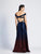 Dave & Johnny - 3934 Ombre Sequined Off-Shoulder A-line Dress In Blue and Red