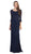 Eureka Fashion - 3935 Beaded Lace Scoop Neck Sheath Dress in Blue