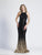 Dave & Johnny - 3936 Ombre Sequined Halter Trumpet Dress In Black and Gold