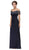 Eureka Fashion - 3937 Beaded Off-Shoulder Chiffon Sheath Dress in Blue