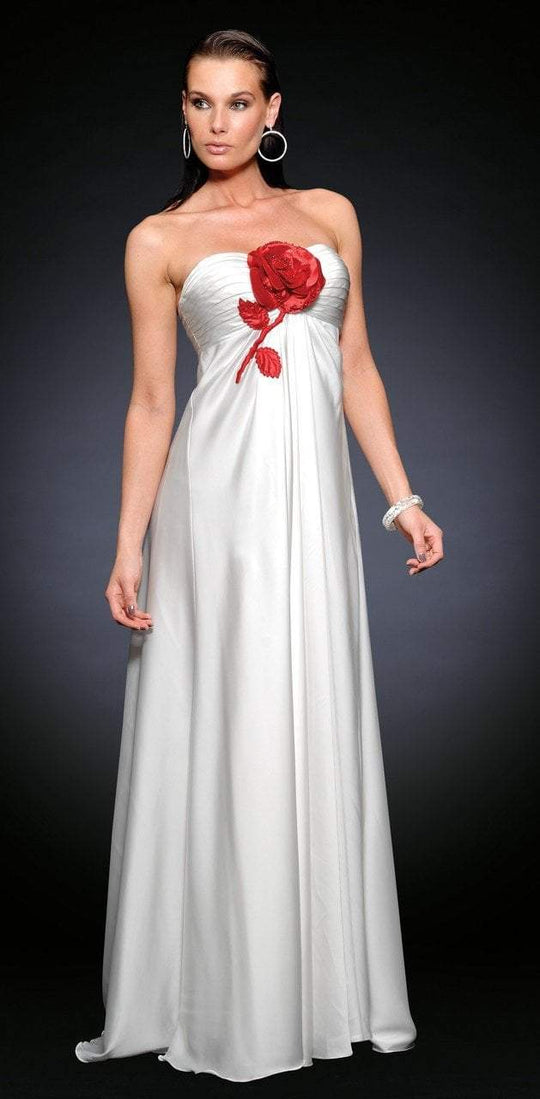 Lara Dresses - Ruched Sweetheart A-Line Dress 31023 in White and Red