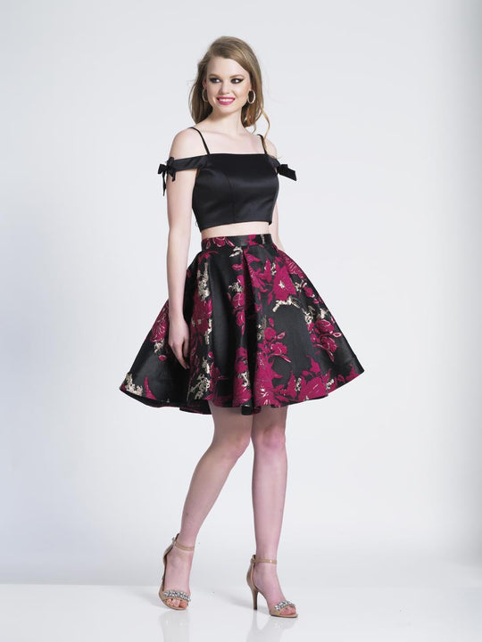 Dave & Johnny - 3944 Two Piece Printed A-line Cocktail Dress In Print