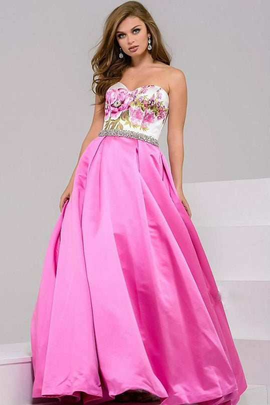 Strapless Sweetheart Floral Print Ballgown 39467