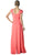 Cinderella Divine - Cap Sleeve Pleated Bodice A-Line Long Formal Dress