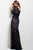 39503 Quarter Sleeve Ruched Lace Gown