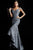Jovani - 63952 Off-Shoulder Glitter Jersey High Low Trumpet Dress in Gray