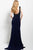 39640 Bejeweled Notched Sheath Gown