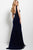 39640 Bejeweled Notched Sheath Gown