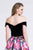 Dave & Johnny - 3968 Off-Shoulder Printed Pleated A-line Dress In Print