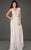 77505 Embellished Ruched Deep V-neck A-line Dress