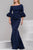 Jovani - Asymmetrical Pleat Detailed Trumpet Gown 39739 - 1 pc Black in Size 16 and 1 pc Navy in Size 20 Available