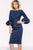 Jovani - Puff Detailed Bateau Sheath Dress 39738 - 1 Pc Navy in Size 2 and 1 Pc Red in Size 16 Available