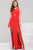 Enthralling V-Neck Cutout Sheath Gown with Dual Slits 39818